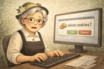 cookiepolicy tante heidi oma achter toetsenbord delete cookies
