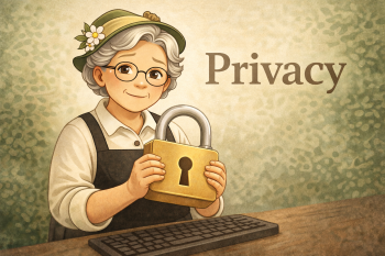 privacyverklaring tante heidi oma met bril en hoed