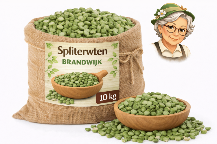 Spliterwten groen Brandwijk 10kg – jute zak Spliterwten groen 10kg Brandwijk jute zak