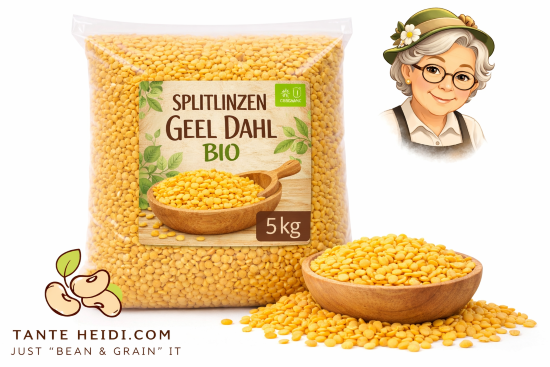 Splitlinzen Geel Dahl BIO 5kg – TanteHeidi splitlinzen geel dahl bio 5kg gedroogde linzen peulvruchten tanteheidi
