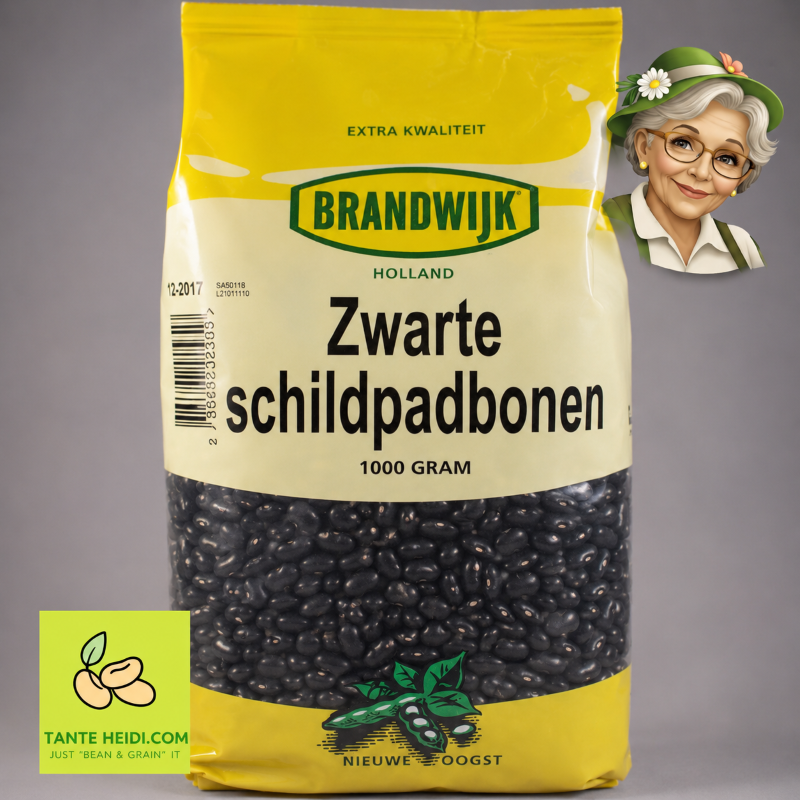 Zwarte schildpadbonen Brandwijk 1000g Brandwijk zwarte schildpadbonen 1000g met Tante Heidi logo