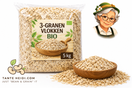 Biologische 3-granenvlokken 5kg van Tante Heidi voor ontbijt en muesli