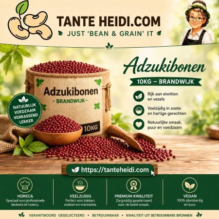 Adzukibonen Brandwijk 10 kg TanteHeidi.com Brandwijk adzukibonen 10 kg, gedroogde rode bonen voor soepen, stoofgerechten, salades en Aziatische gerechten.
