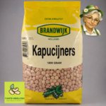 Kapucijners Brandwijk 1000g met Tante Heidi logo en illustratie