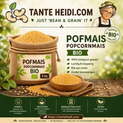 Zak biologische pofmaïs popcornmaïs 5 kg voor het maken van verse, luchtige popcorn thuis of professioneel.